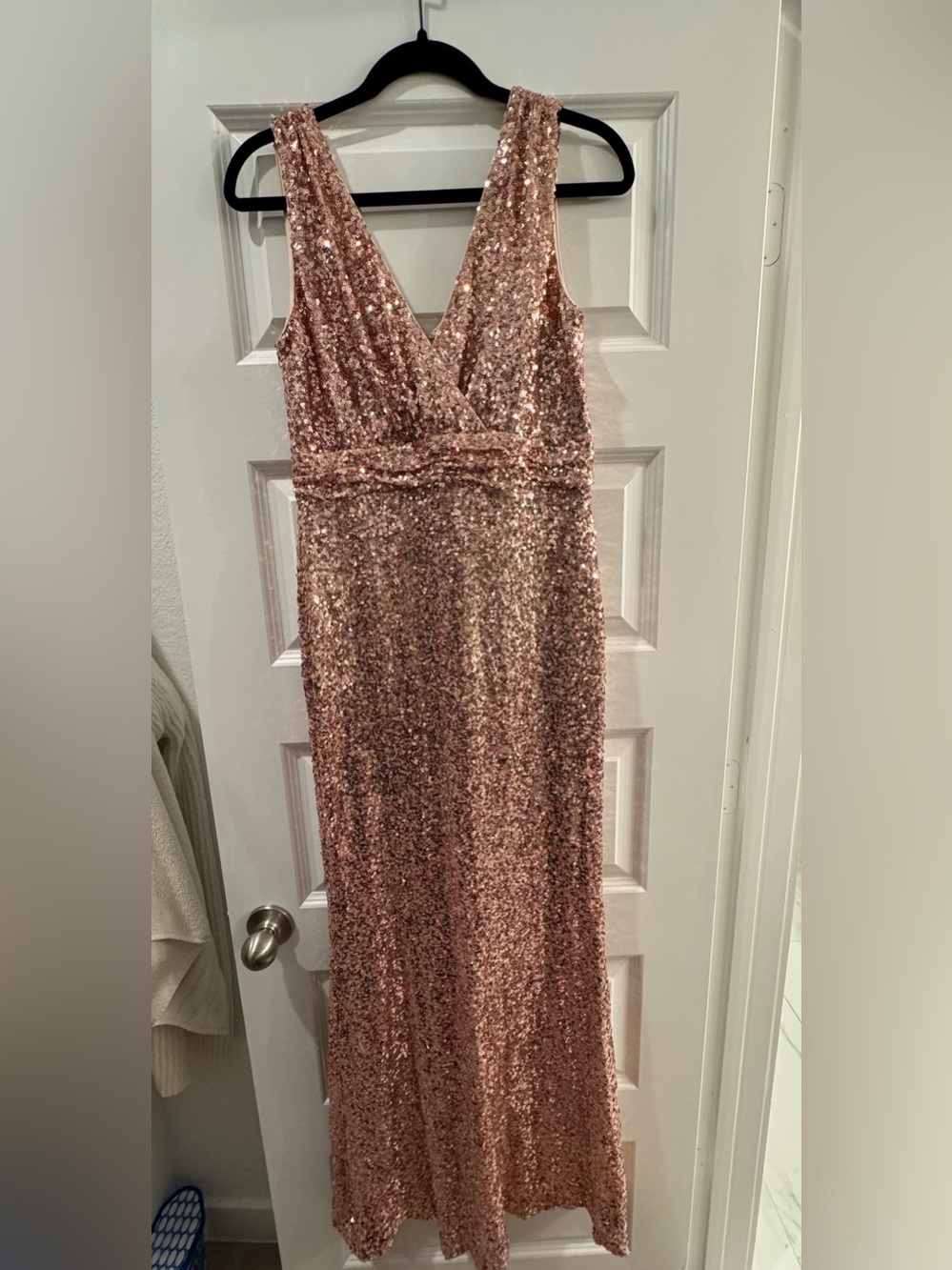 Badgley Mischka Rose Gold Sequin Evening Gown, Size 6, Like New